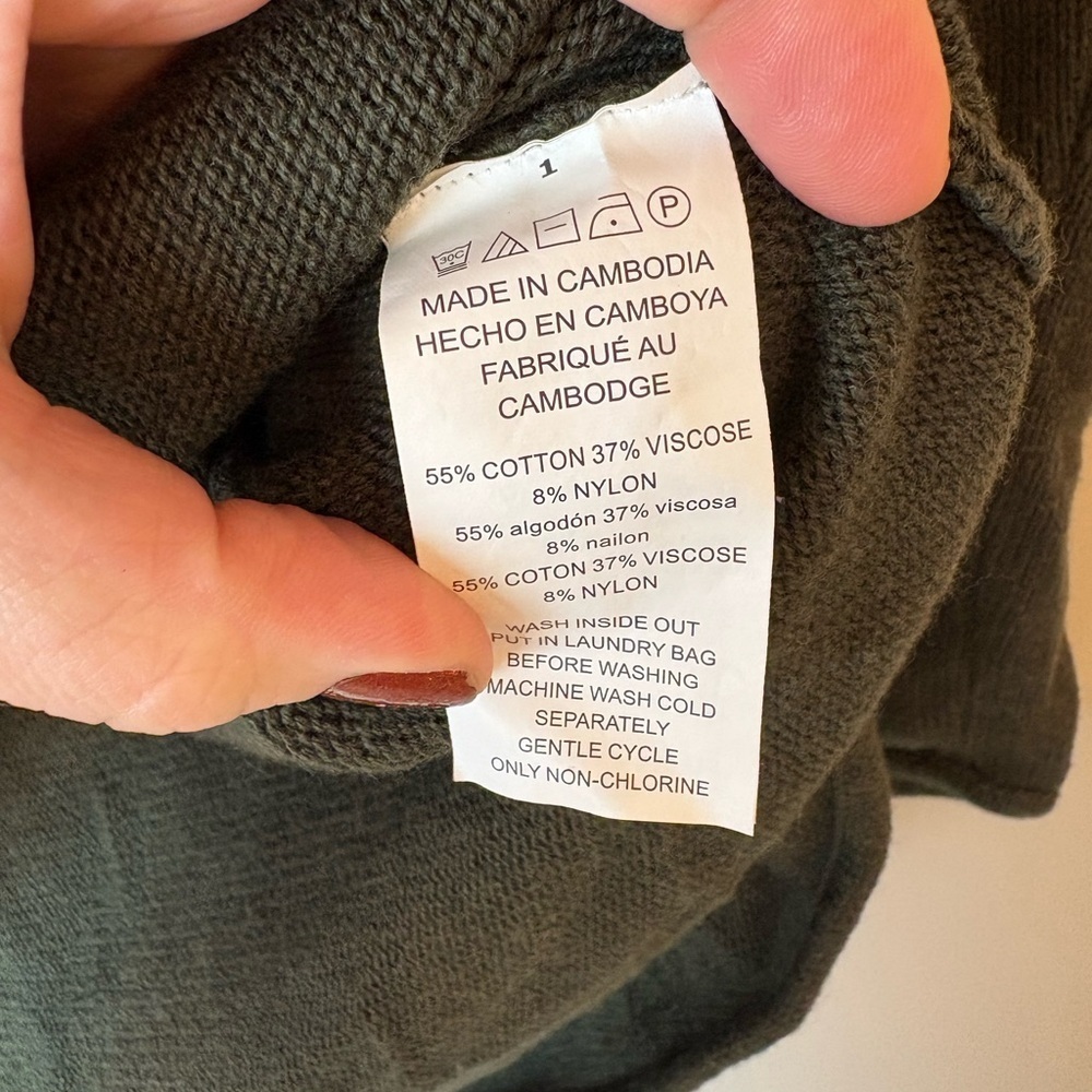 MICHAEL Michael Kors Long Sleeve Army Green Dolman Sweater High Low Size Large - Picture 5 of 9